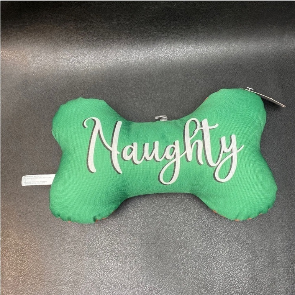 More & Merrier 12” Dog Toy with “Naughty & Nice” Written On The Bone Holiday.New